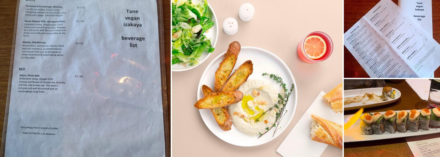TANE VEGAN IZAKAYA Menu