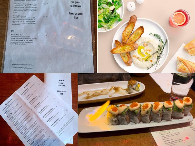 TANE VEGAN IZAKAYA Menu