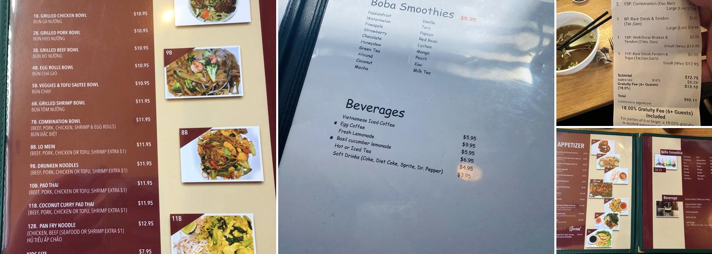 Pho Lee & Bubble Tea Menu