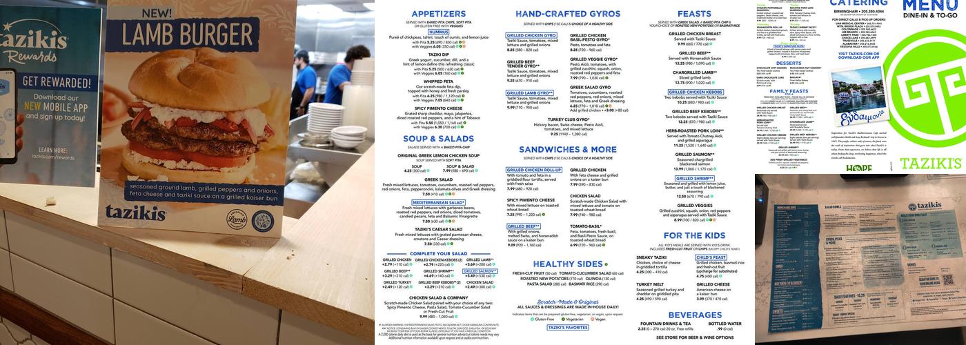 Taziki's Mediterranean Cafe - Vestavia Hills Menu