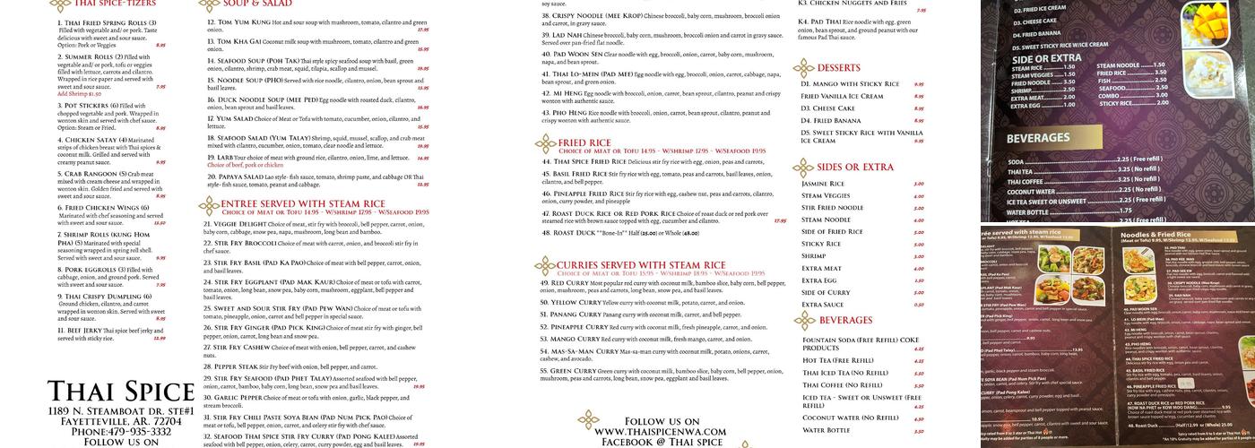 Thai Spice Menu