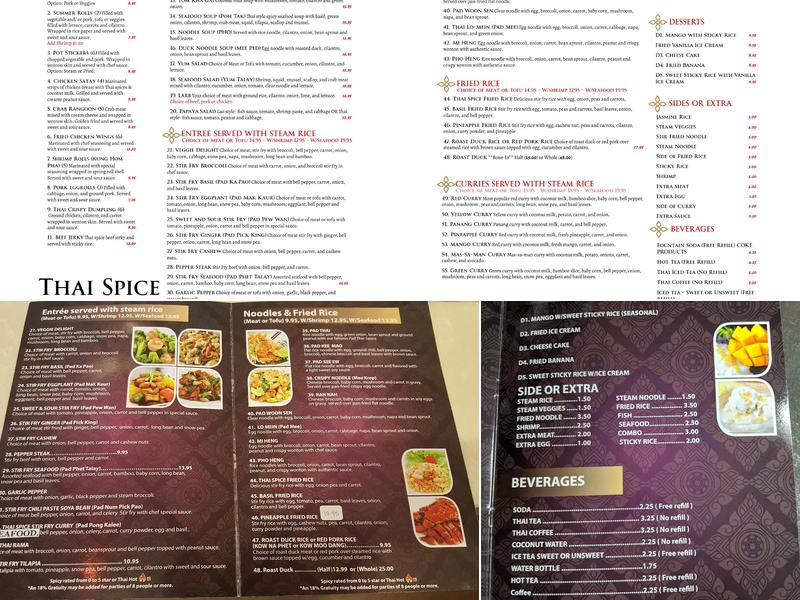 Thai Spice Menu