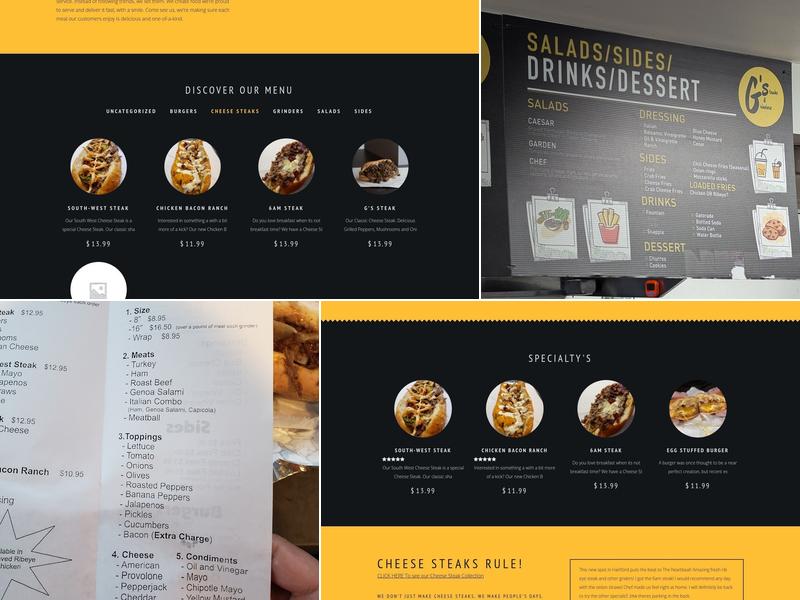 G's Steaks & Grinders Menu