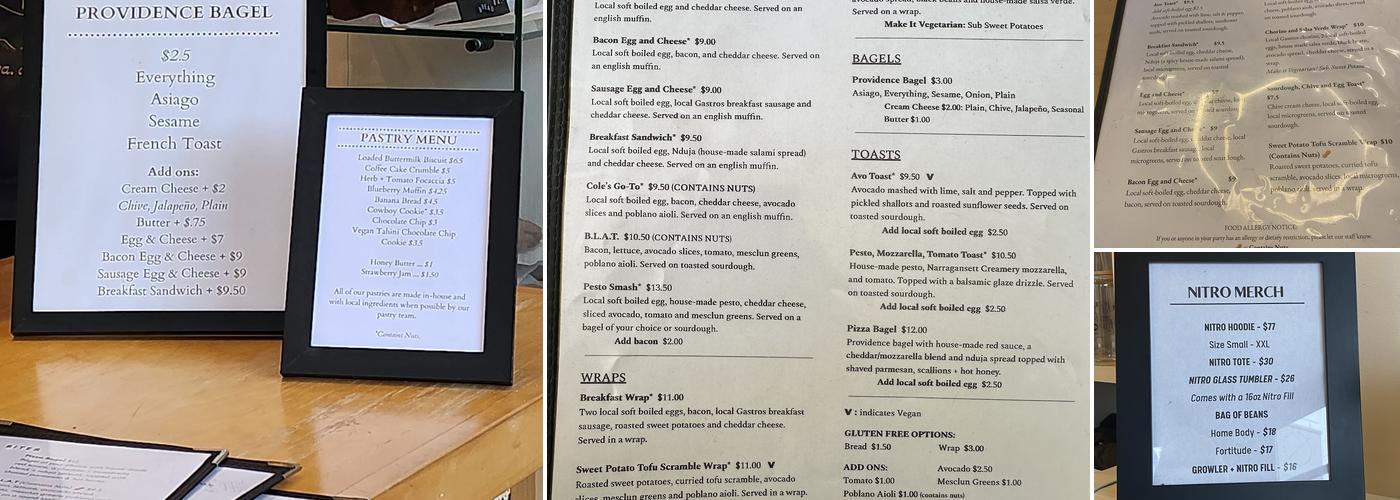 The Nitro Bar Menu