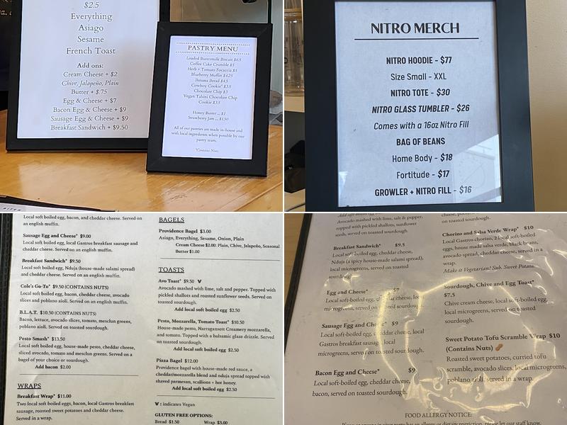The Nitro Bar Menu