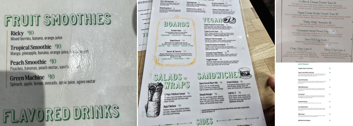 Green Eggs Café Menu