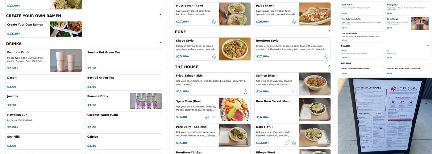 Boru Boru - Sushi Burrito + Ramen + Bowl Menu