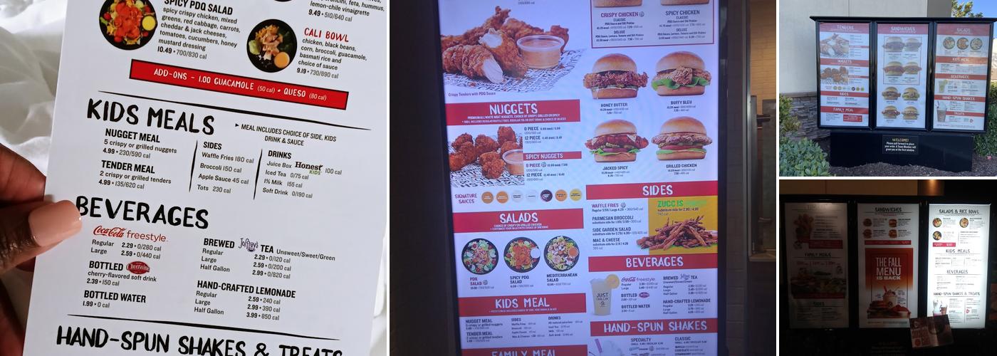 PDQ Chicken Menu
