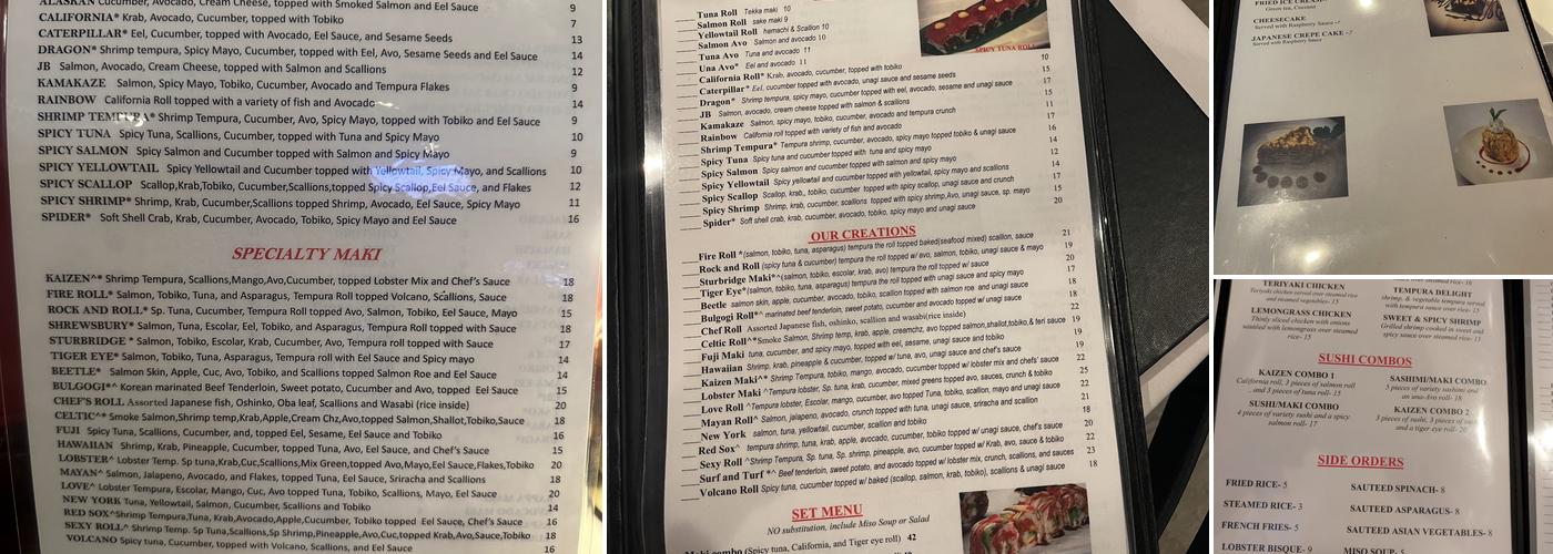 KAIZEN Sushi Bar & Grill Menu