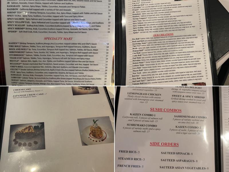 KAIZEN Sushi Bar & Grill Menu