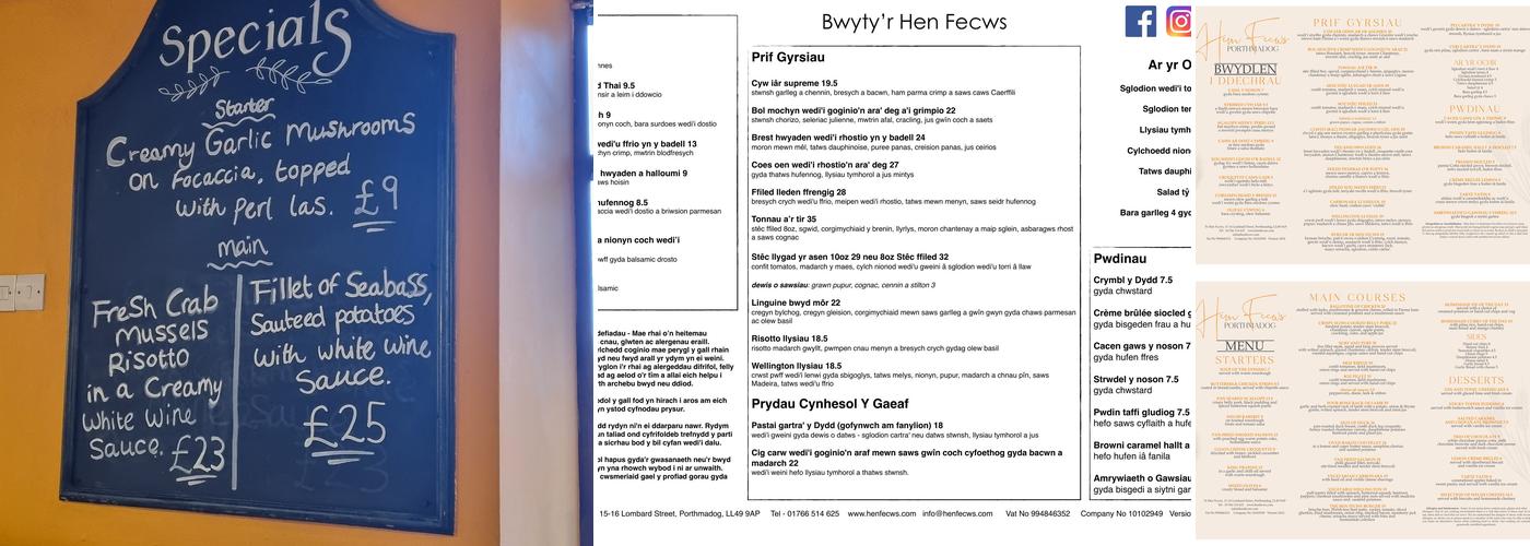 Yr Hen Fecws Restaurant and B&B Menu
