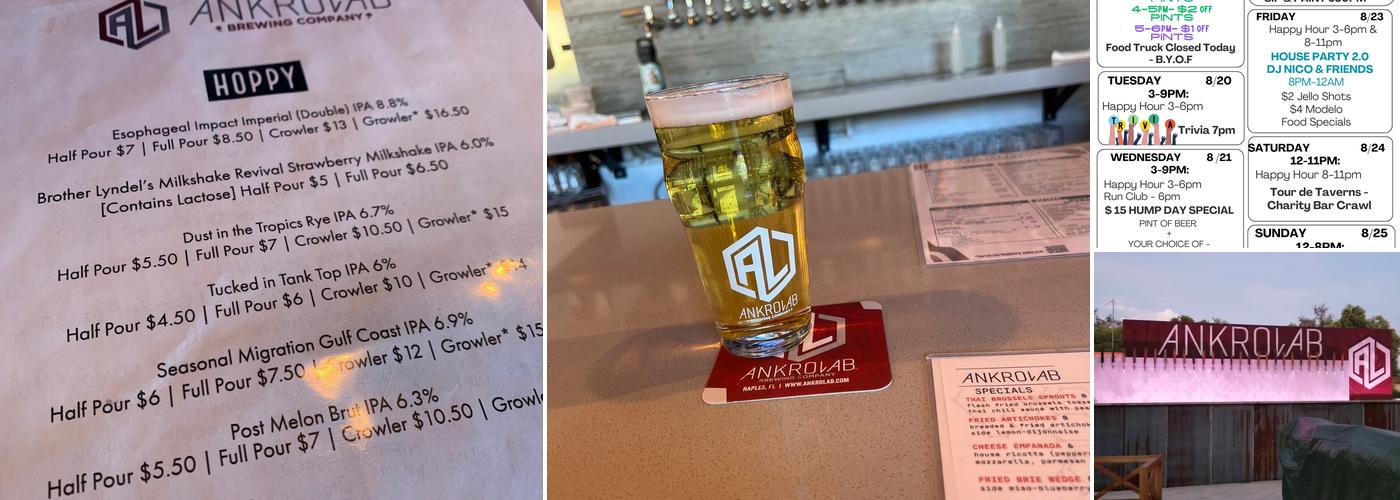 Ankrolab Brewing Company Menu