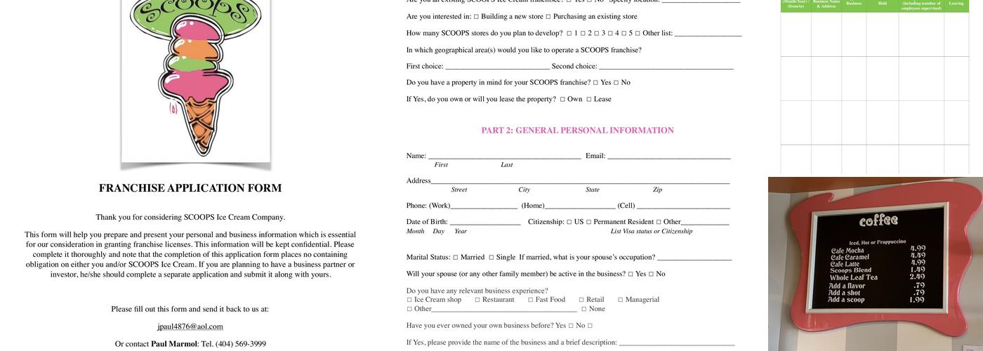 Scoops McDonough Menu