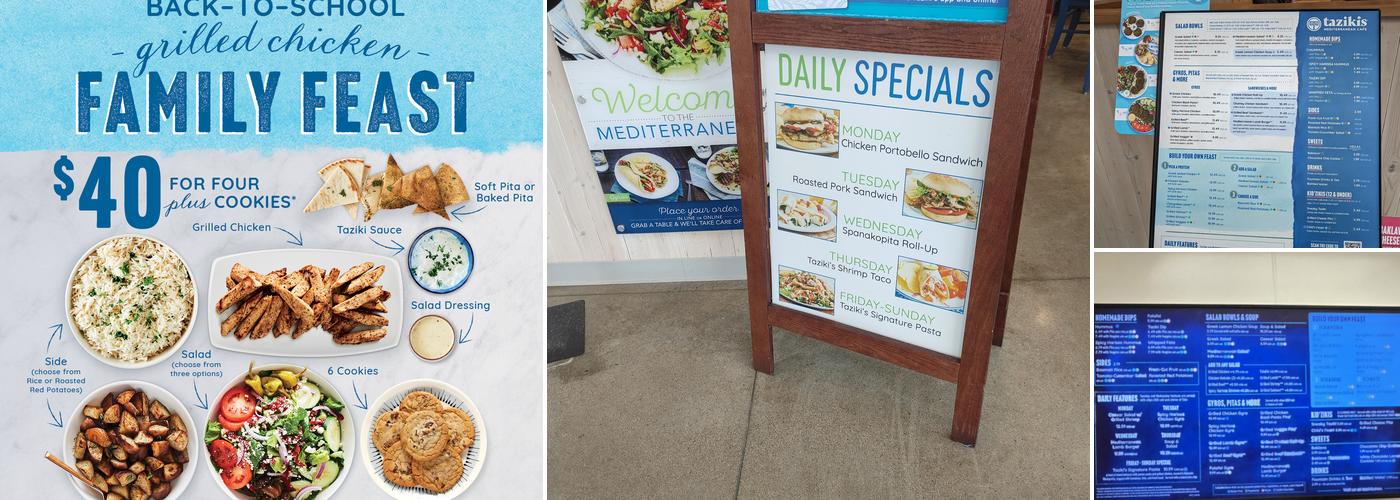 Taziki's Mediterranean Cafe - Keystone Crossing Menu