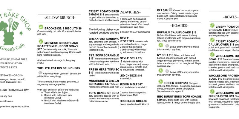 The Littlest Bake Shop Menu