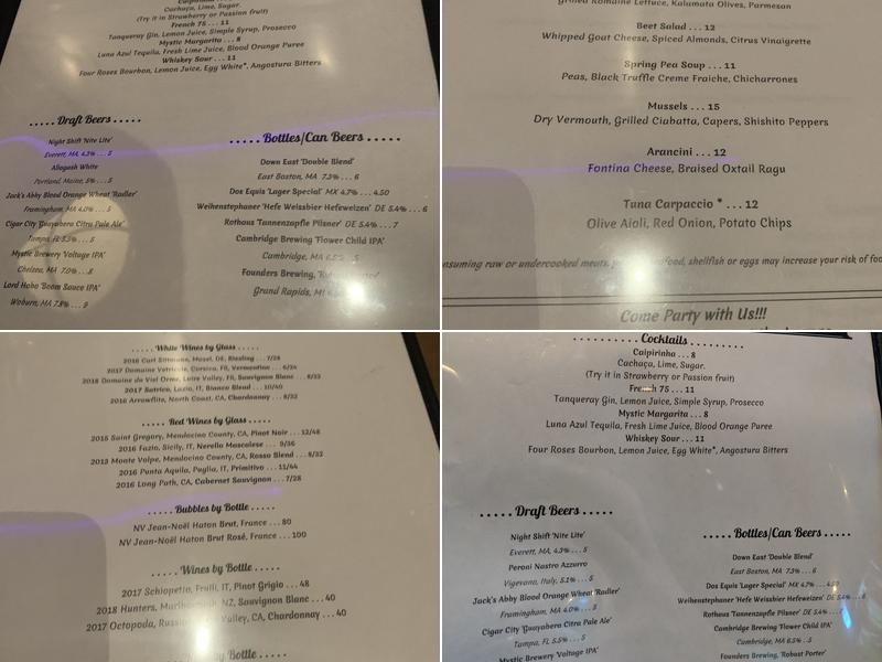 The Winnisimmet Lounge Menu