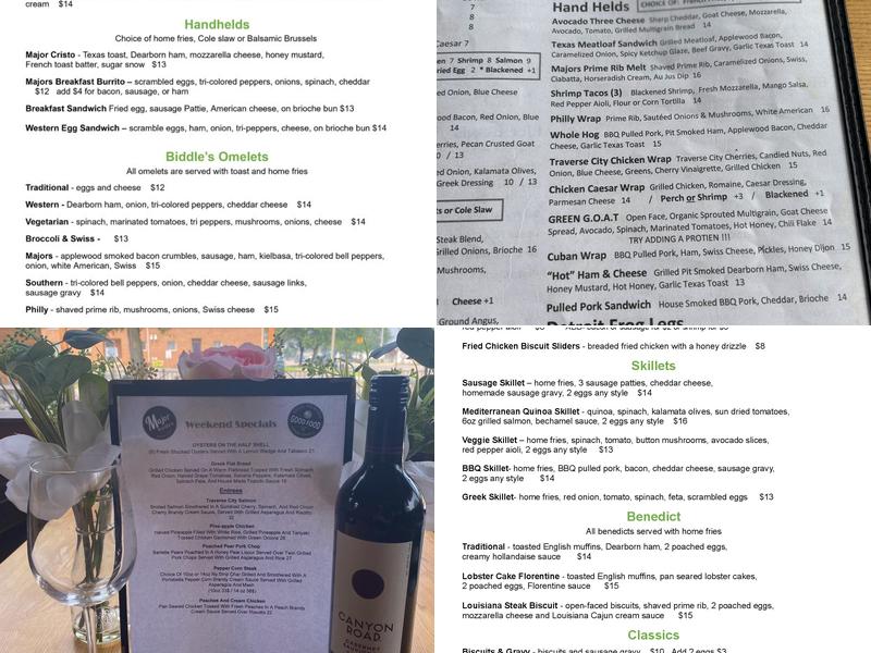 Major Biddle's Menu