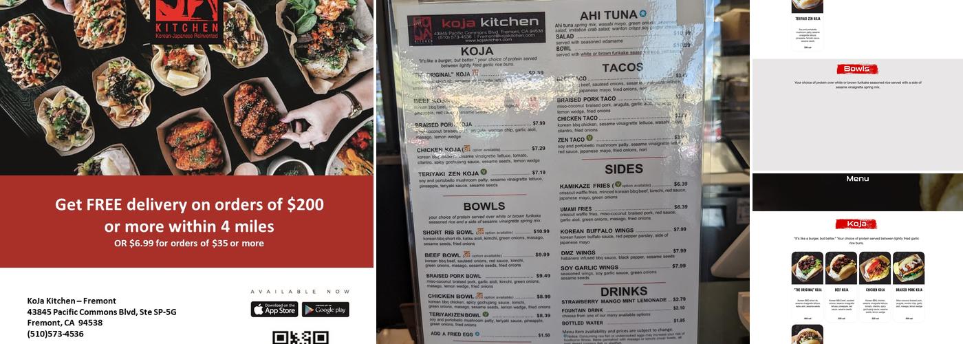 Koja Kitchen Menu