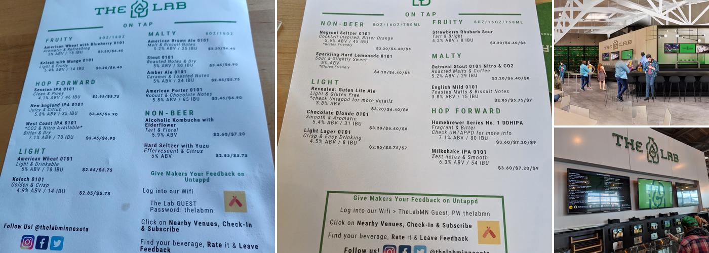 The Lab - Pilot & Quality Testing Facility Menu