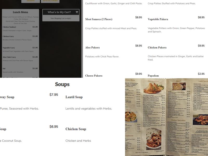 Mango Indian Cuisine Menu