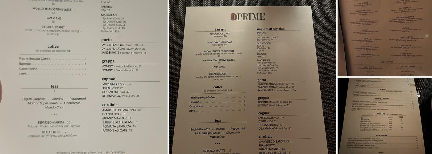 BLT Prime Menu