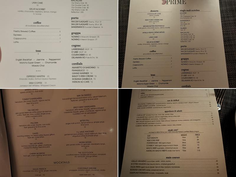 BLT Prime Menu