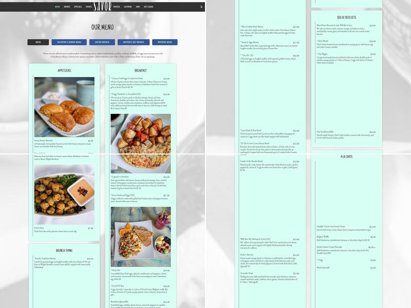 Savor Southern Kitchen Menu