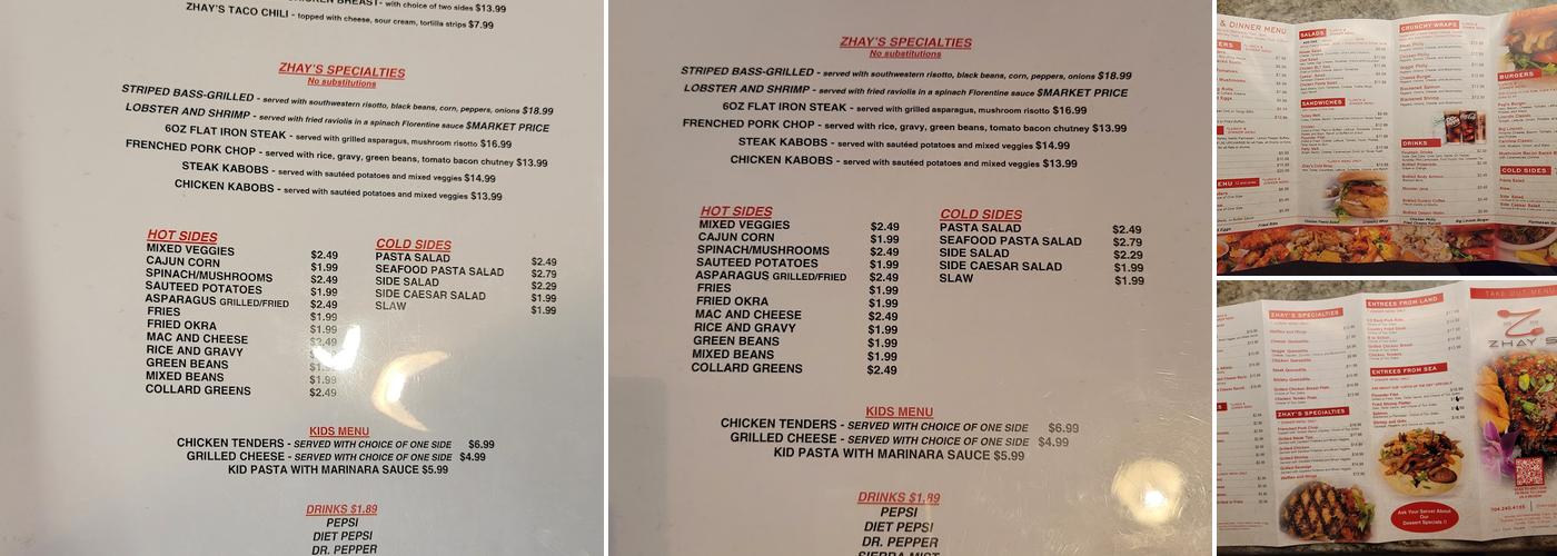 Zhay's Menu