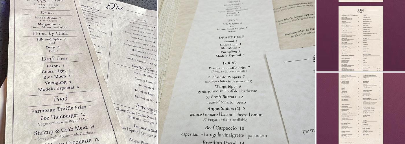 Q'tal Bar and Grill Menu