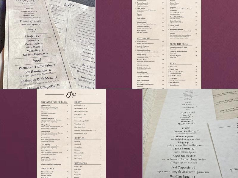 Q'tal Bar and Grill Menu