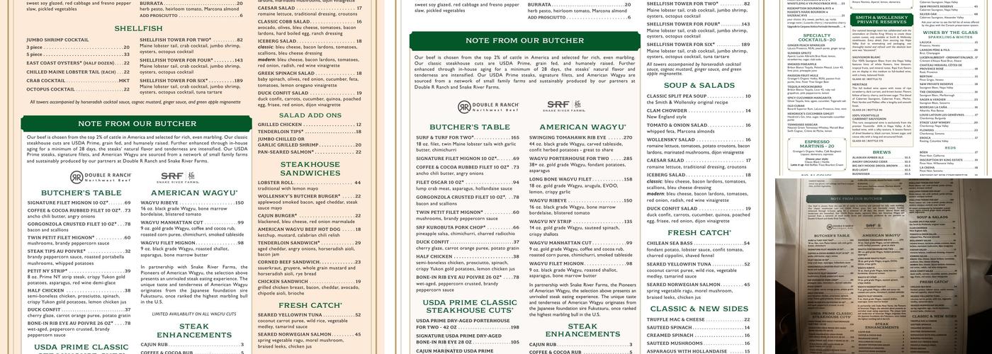 Smith & Wollensky - Las Vegas Menu