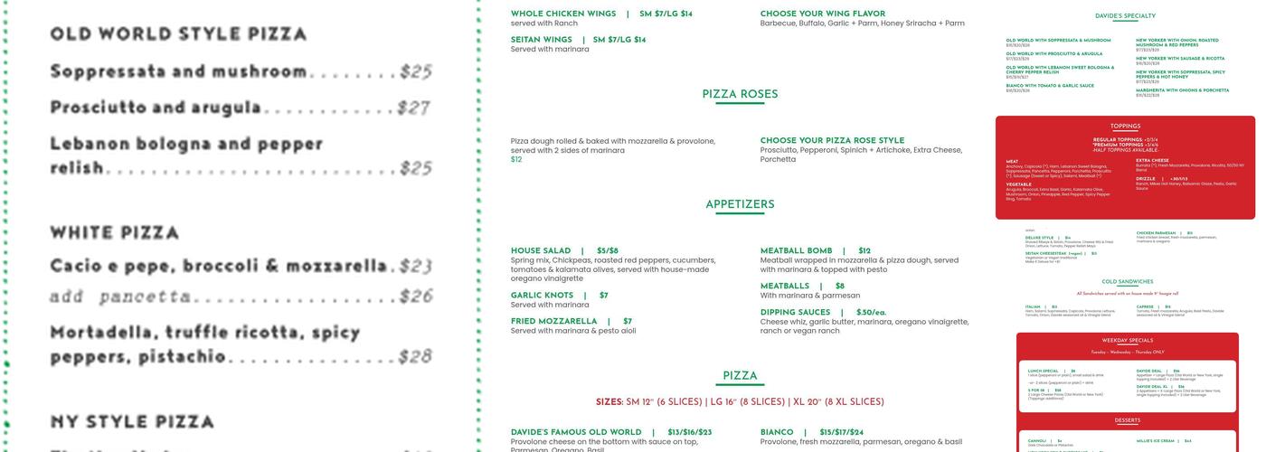 Pizzeria Davide Menu
