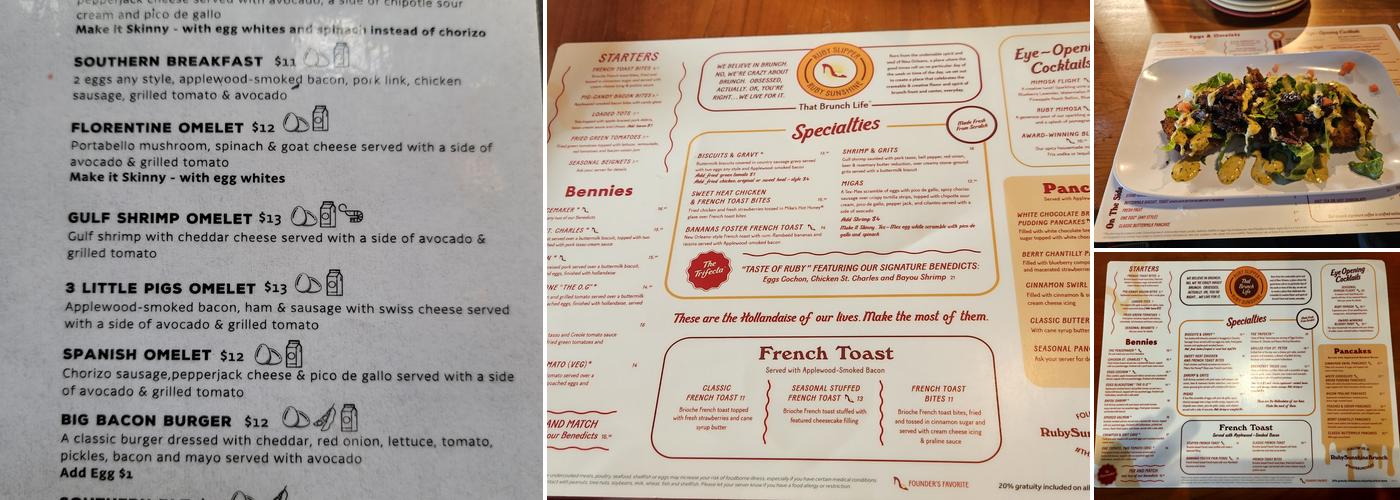 Ruby Sunshine Menu