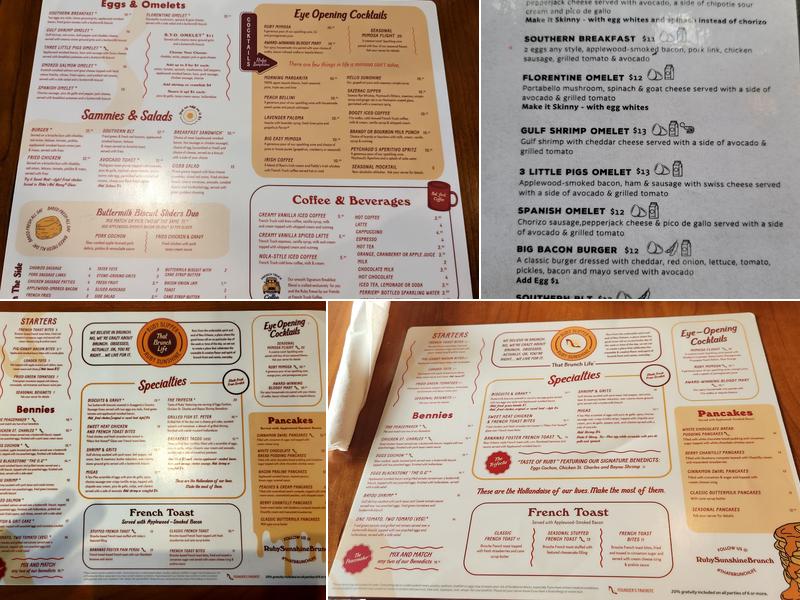 Ruby Sunshine Menu