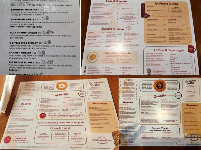 Ruby Sunshine Menu