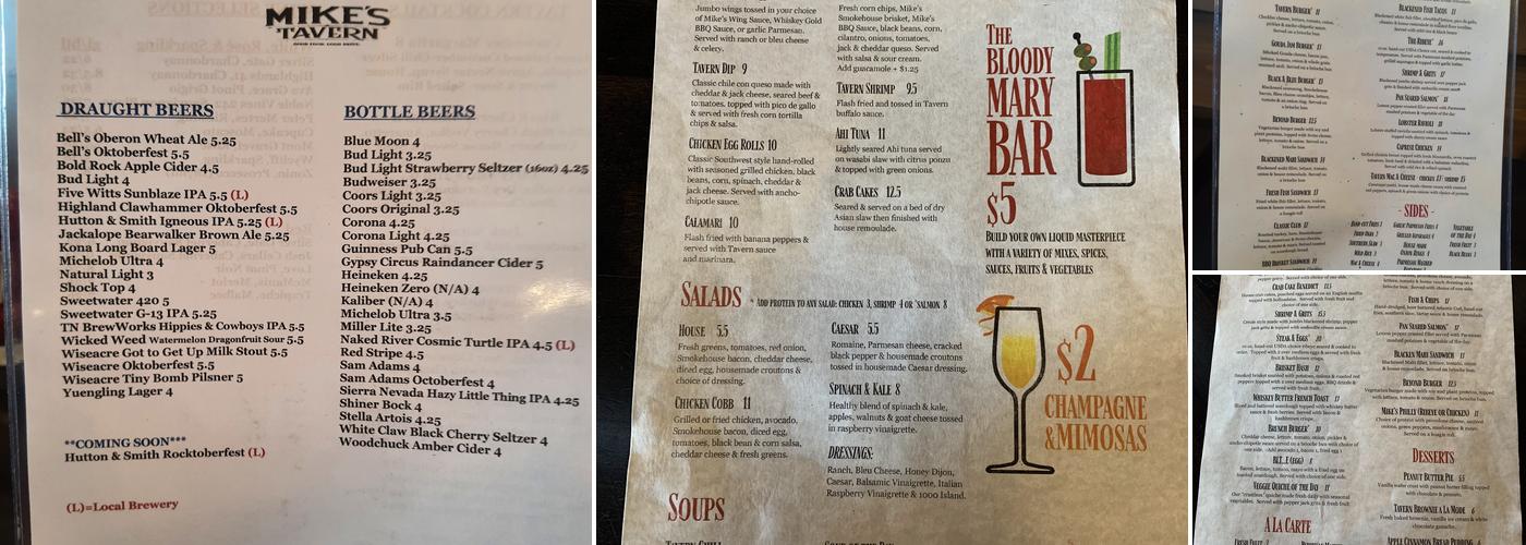 Mike's Tavern Menu
