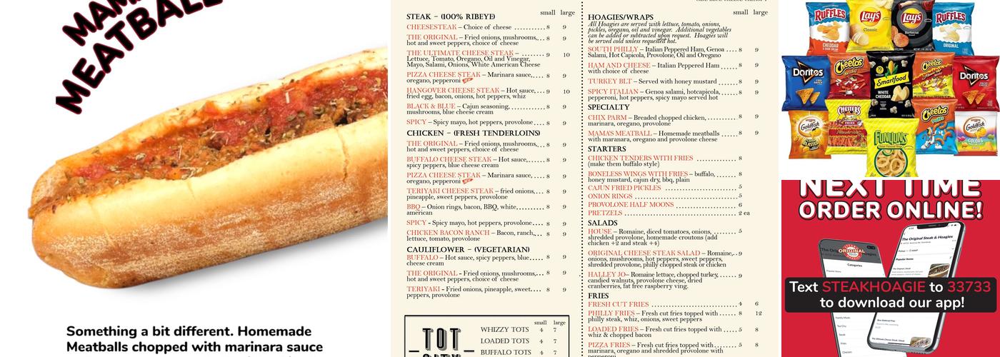 The Original Steaks and Hoagies Medina Menu