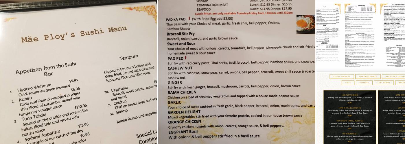 Mae Ploy's Thai Restaurant LLC Menu