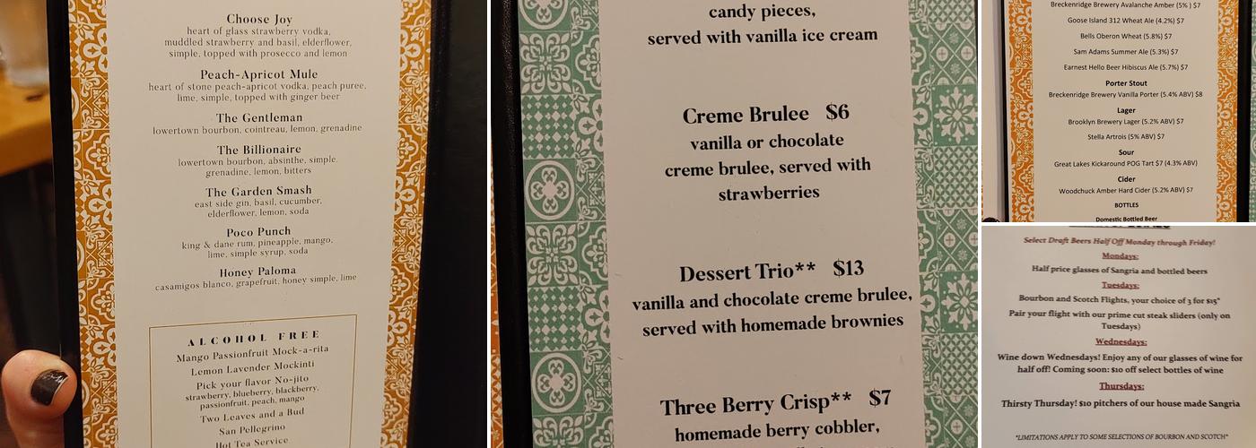 Poco Piatti Menu