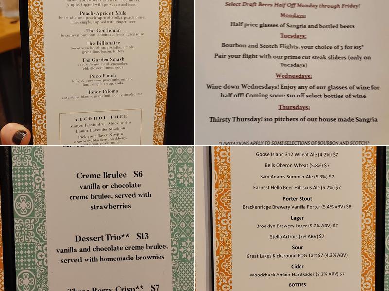 Poco Piatti Menu