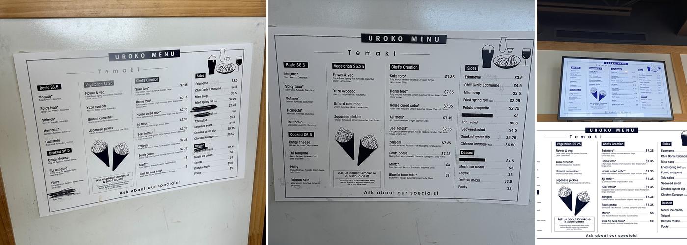 Uroko Menu