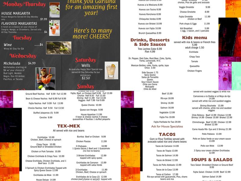 Chips & salsa Tex-Mex & cantina Menu