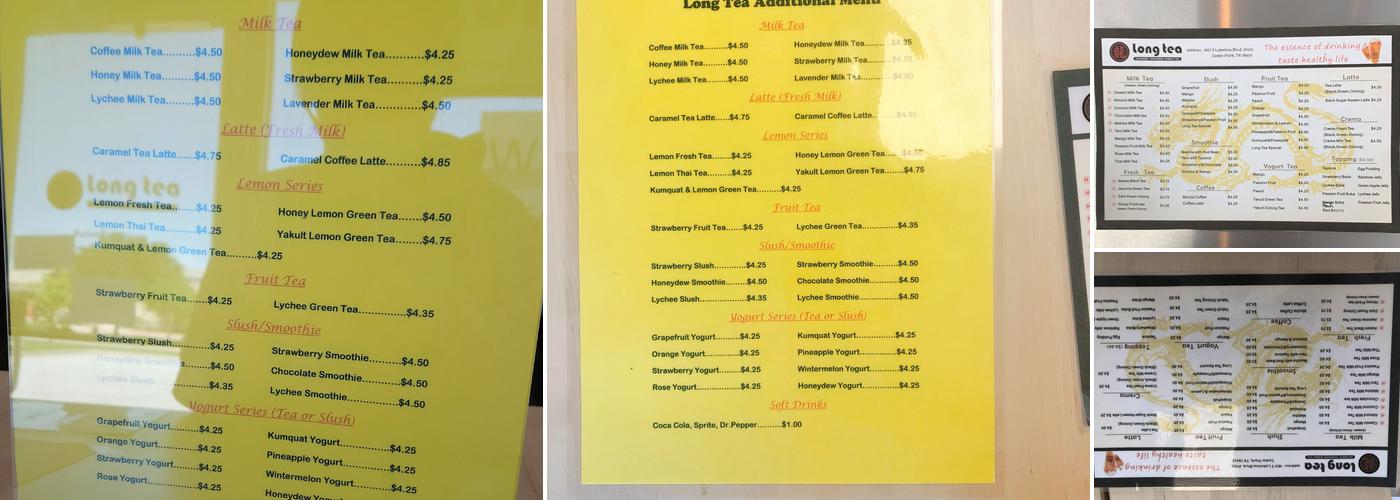 The Long Tea Menu