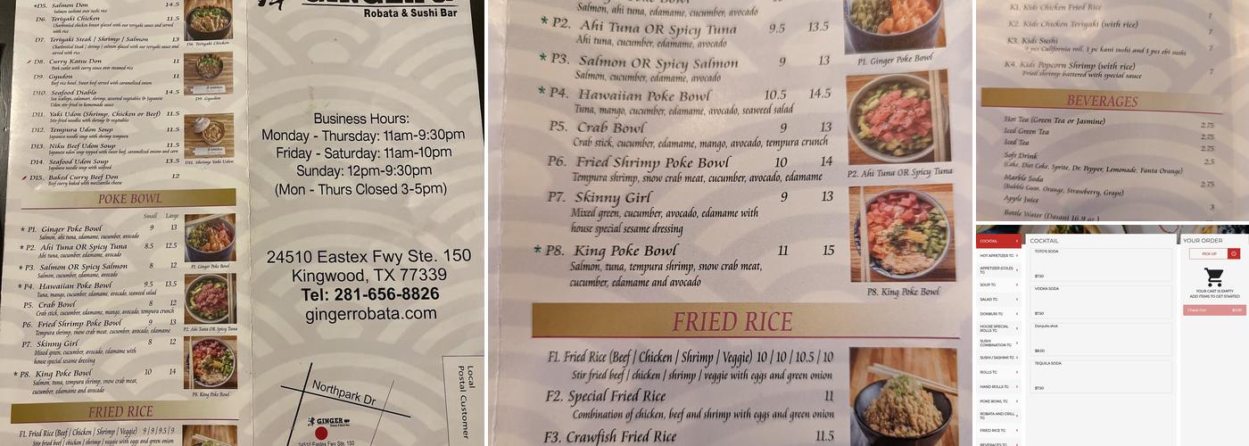 Ginger Menu
