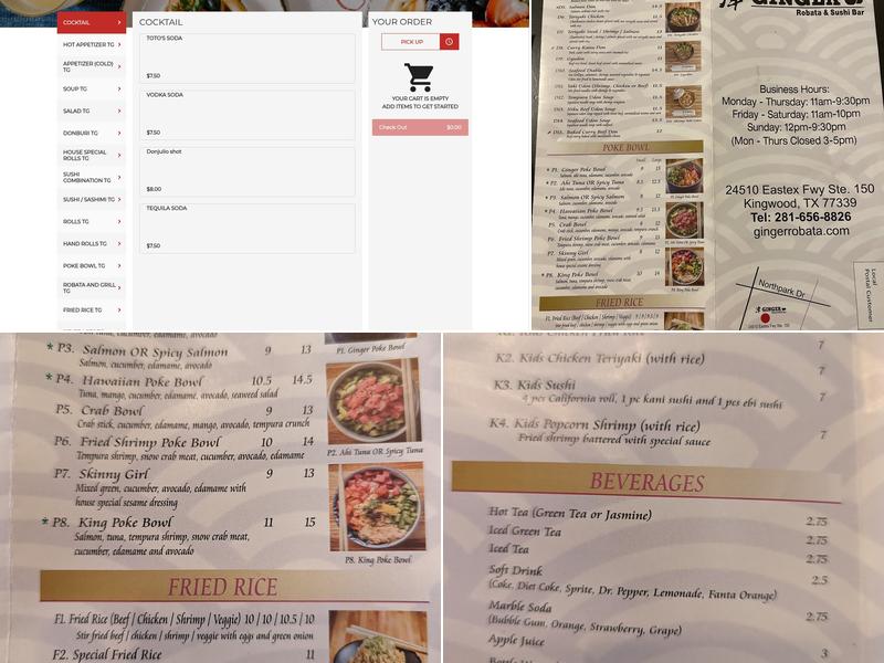 Ginger Menu