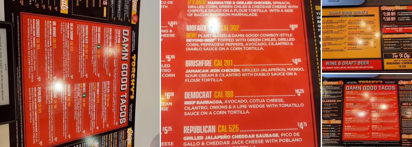 Torchy's Tacos Menu