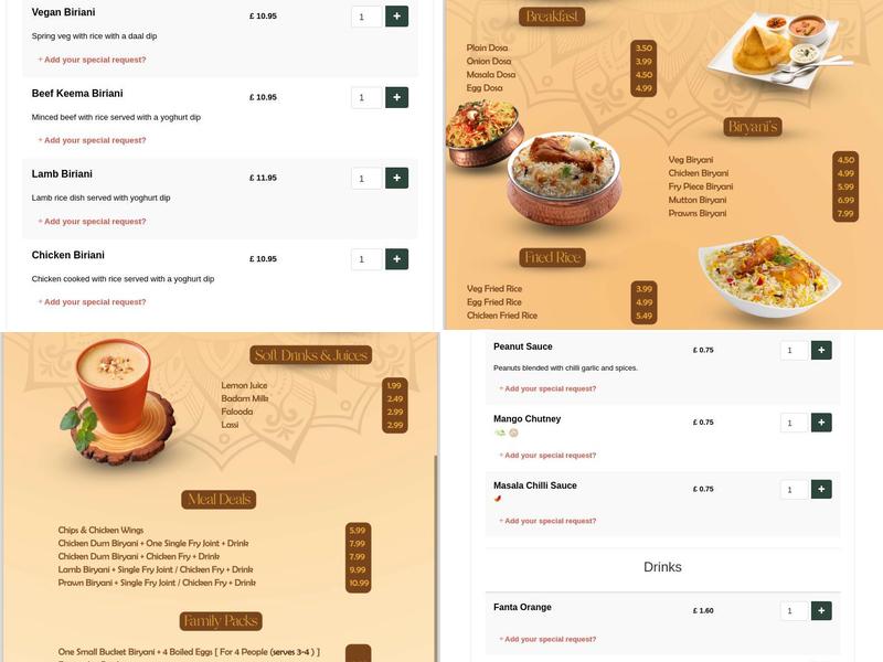 Bombay Bicycle Club Menu