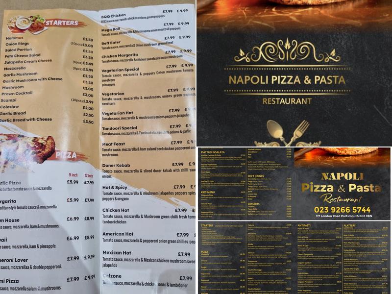 Napoli Pizza and Pasta Portsmouth Menu