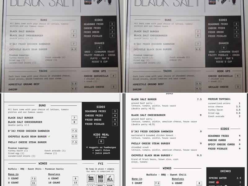 Black Salt Menu