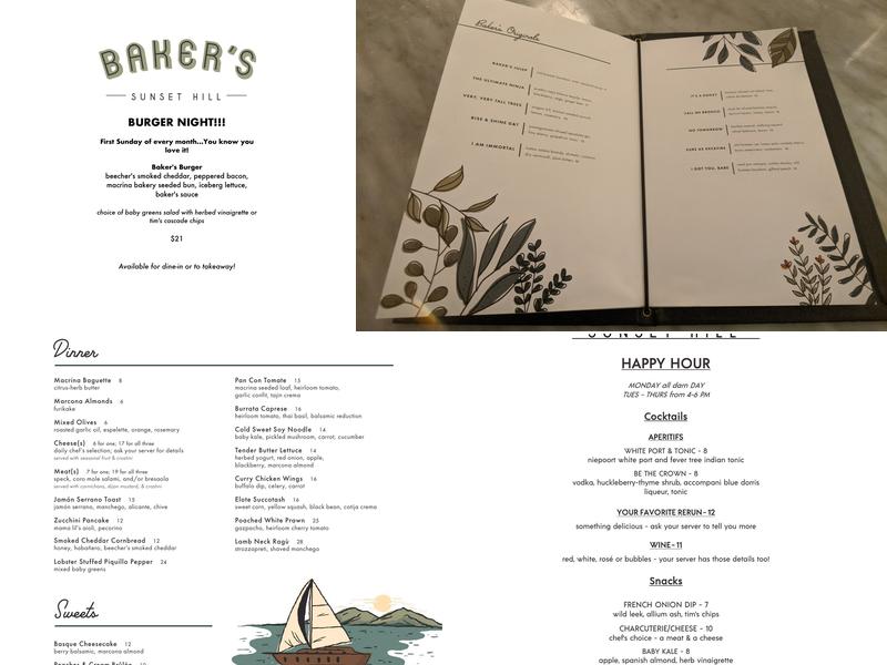 Baker's Menu